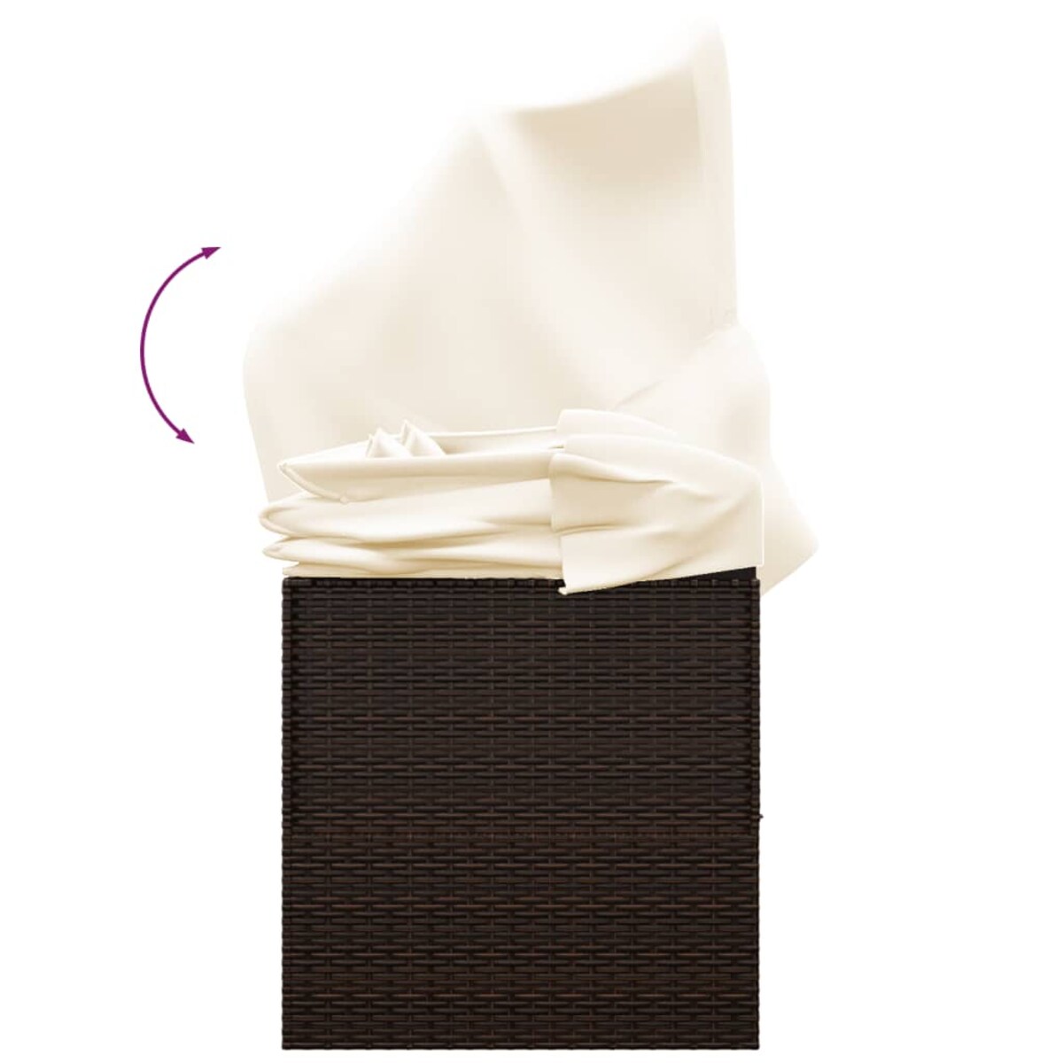 vidaXL Leżanka ogrodowa z daszkiem i poduszkami, brązowa, polirattan