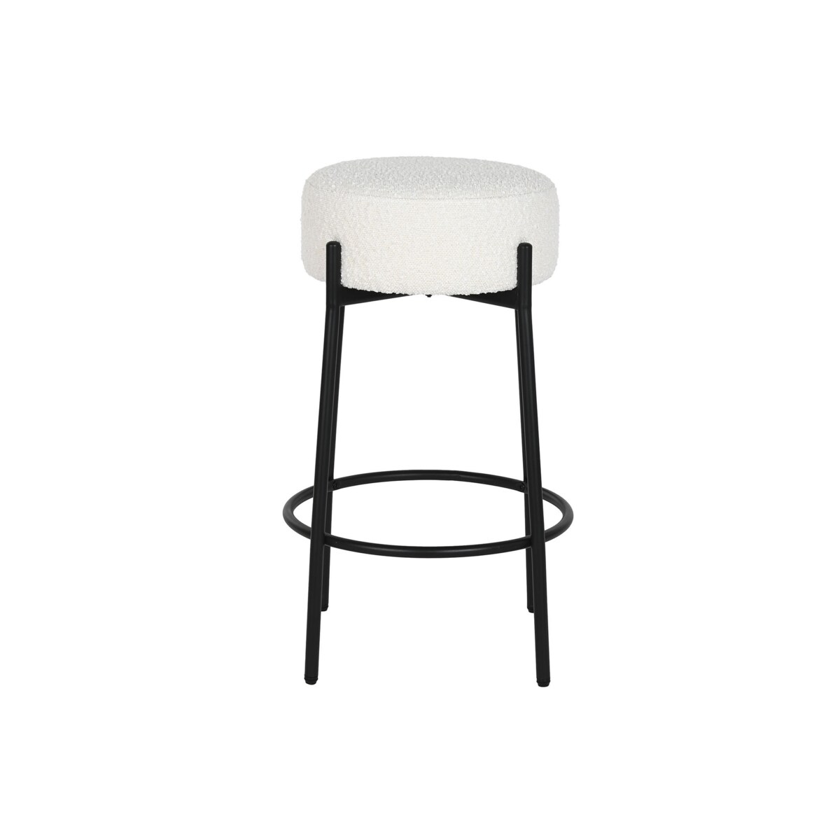 Stołek barowy na czarnej podstawie bouclé 67 cm