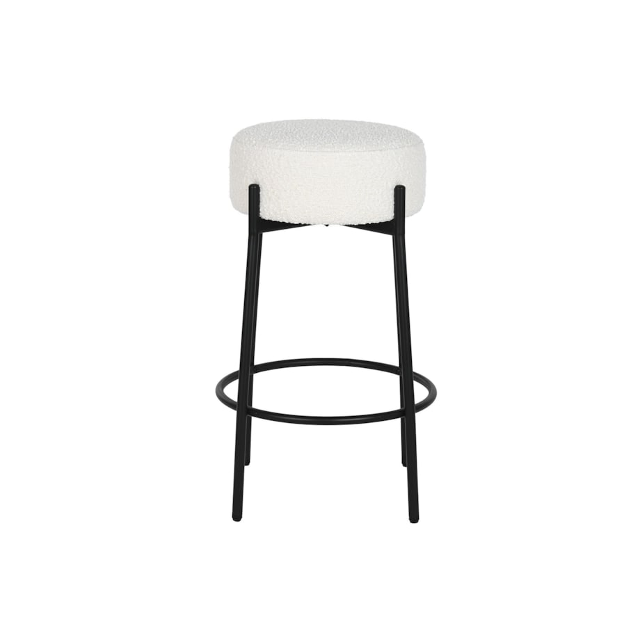 Stołek barowy na czarnej podstawie bouclé 67 cm