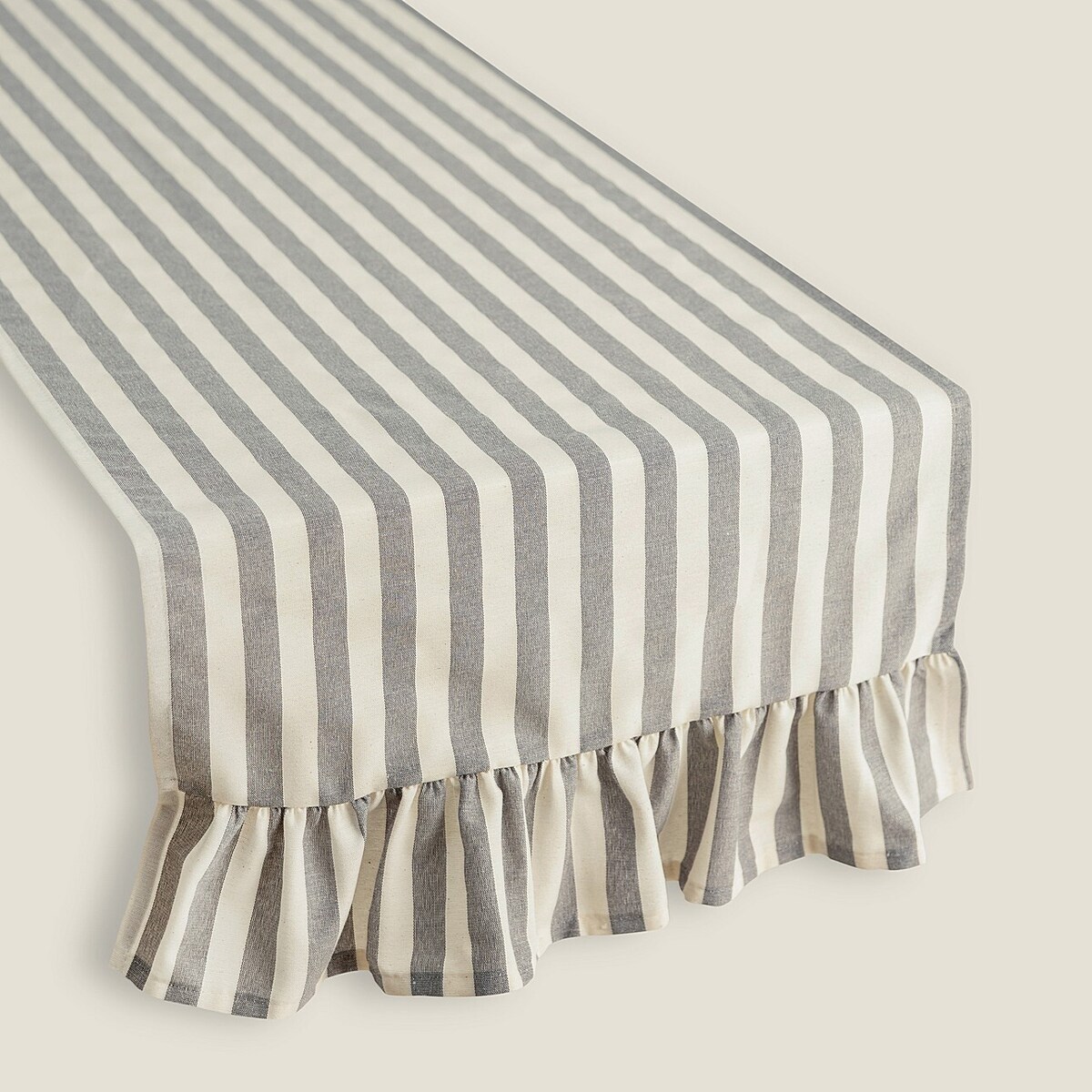 Bieżnik z falbaną 40x160 cm 40x160 szaro-białe pasy (1,5cm)