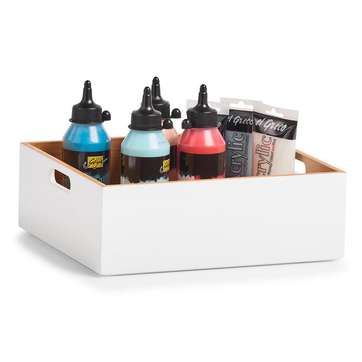 Storage Box, bamboo, white 30x27x10,5