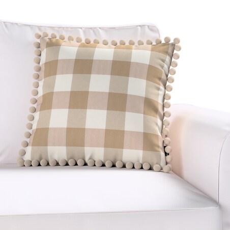 Poszewka Wera na poduszkę 45x45 beżowo-biała krata (5,5x5,5cm)