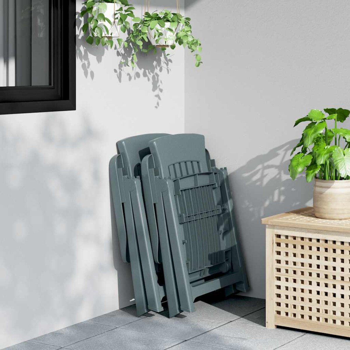 vidaXL Rozkładane krzesła ogrodowe, 2 szt., zielone, PP