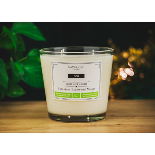 Ekologiczna Świeca Zapachowa Sojowa /70h/ Geranium Rosewood Mango 800 g