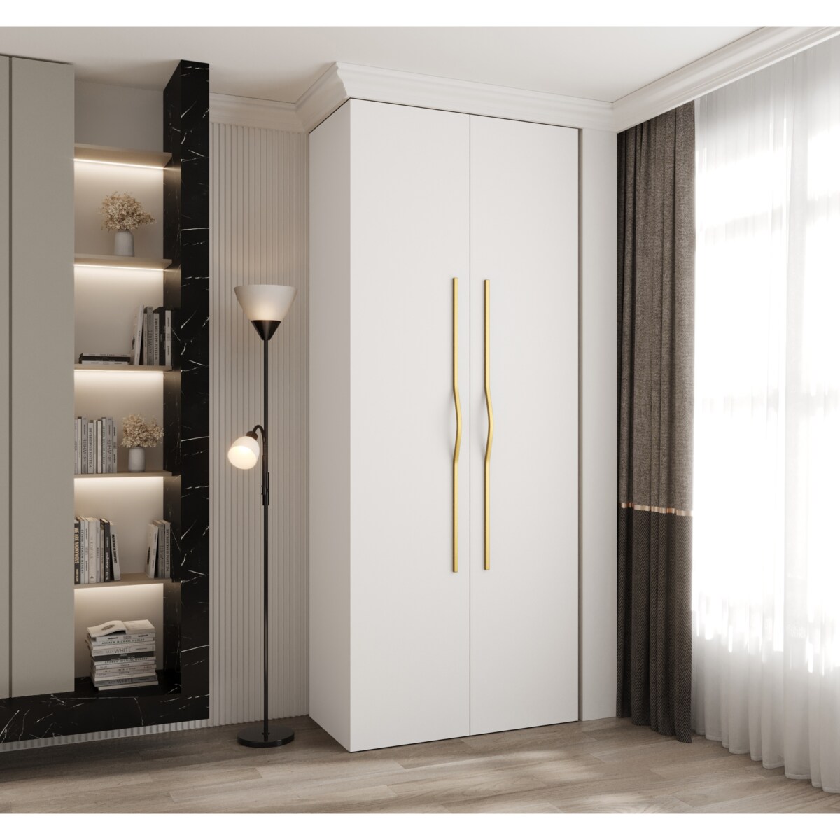 Szafa dwudrzwiowa Como 2 100 gł.50 biały+złoty