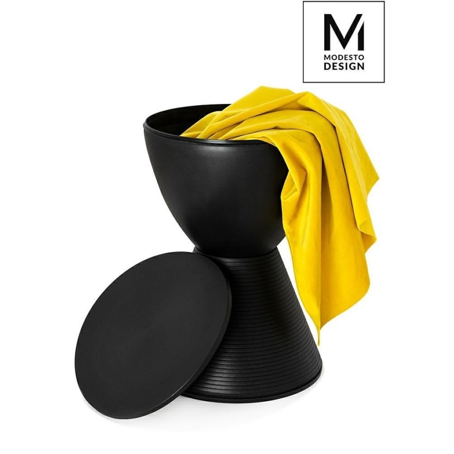 Stołek ze schowkiem Tamburo PP612.BLACK do pokoju czarny, King Home