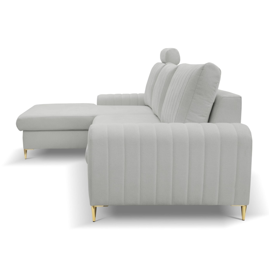 Elegancki narożnik MANGO z funkcją spania lewy - kolor popiel