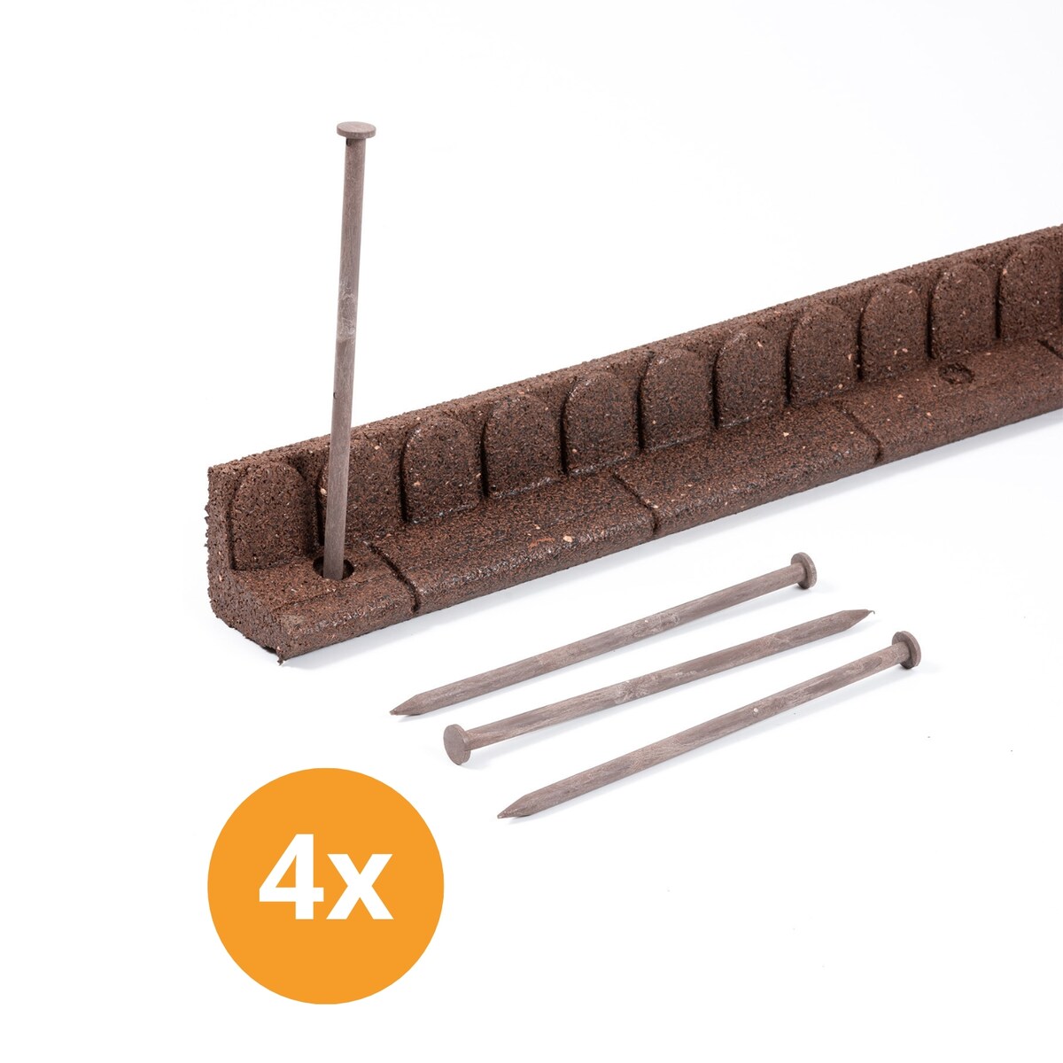 Obrzeże trawnikowe ogrodowe 4,8m zestaw 4 szt 120x7x8 cm Mowing Edge z zestawem montażowym 4x4 szpilki kolor brązowy