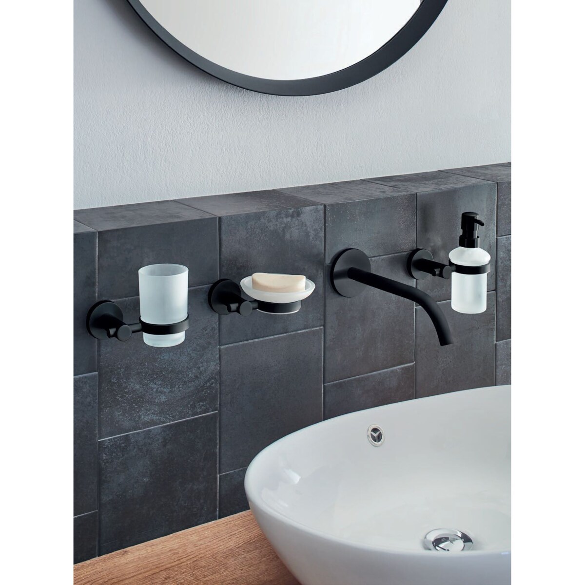 Kleine Wolke Apollo Nero Uchwyt na rolkę z pokrywą czarny