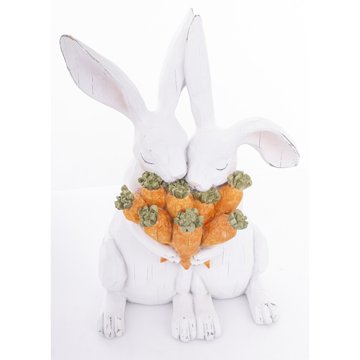 Dekoracja - para króliczków z marchewkami 33x23,5x16 cm