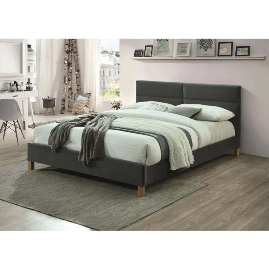 Łóżko tapicerowane SIERRA VELVET 160x200 szare