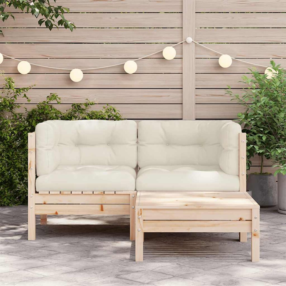 vidaXL 3-cz. zestaw wypoczynkowy z poduszkami, lita sosna