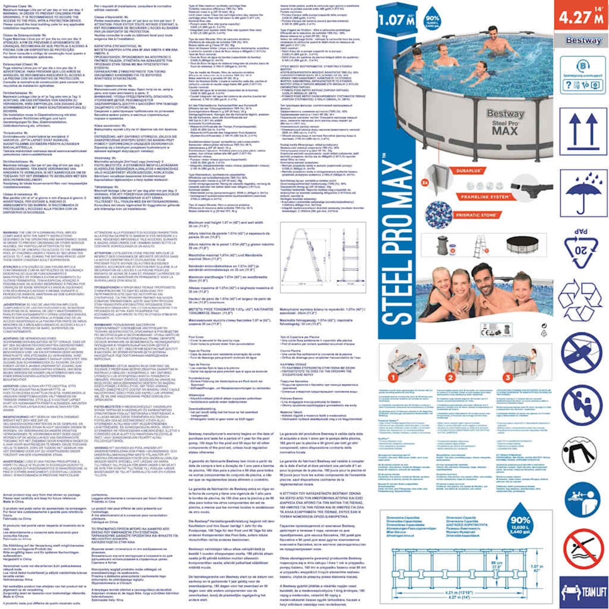 Bestway Basen Steel Pro MAX z akcesoriami, 427x107 cm