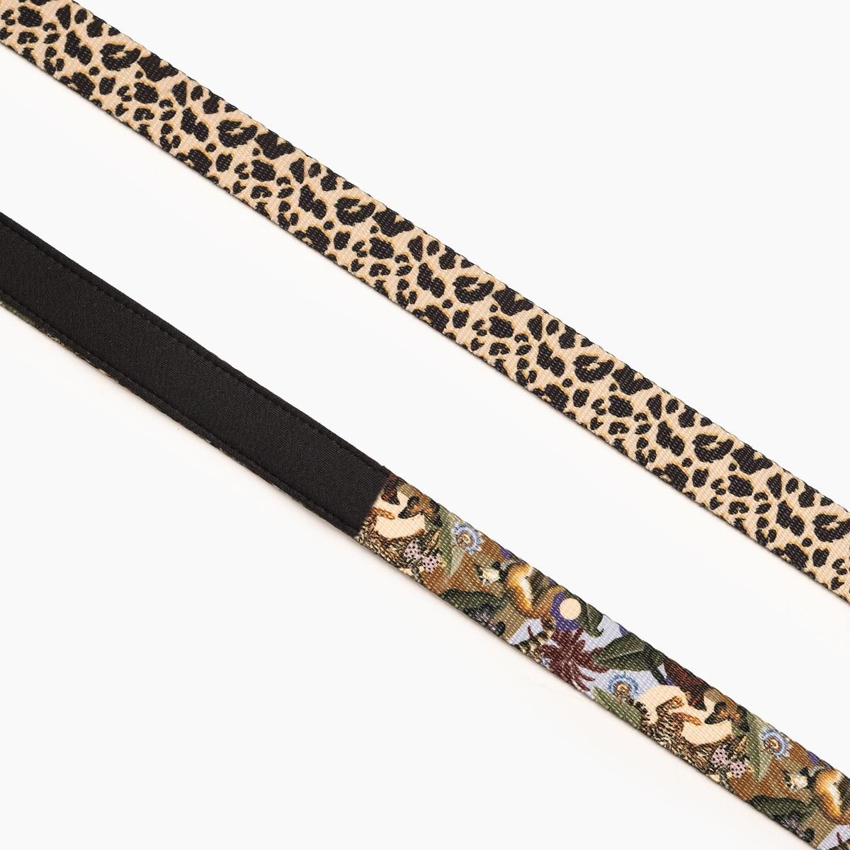 Smycz miejska dla psa lub kota "Pan tera mi kupi" PANTERKĄ DO GÓRY - Szerokość taśmy: 25mm, Rozmiar: S oraz Rodzaj: Mały karabinek