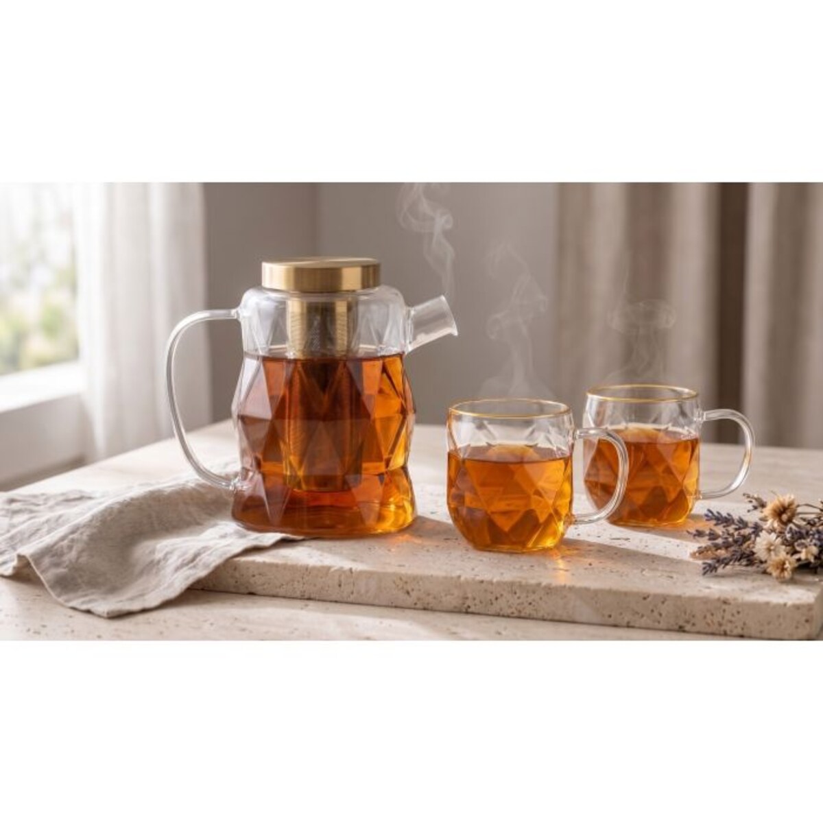 Zaparzacz do herbaty 1300 ml złoty Geo Gold 32156