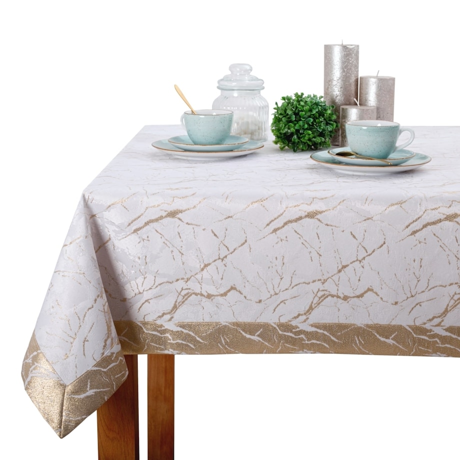 Obrus złoty Marmur - 140x240 cm - złoty