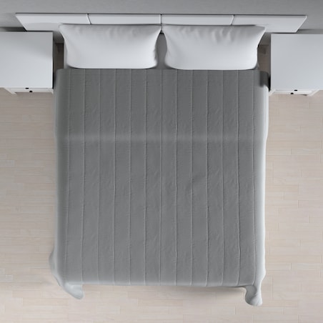 Narzuta pikowana w pasy 200x210 ciemno szary welwet