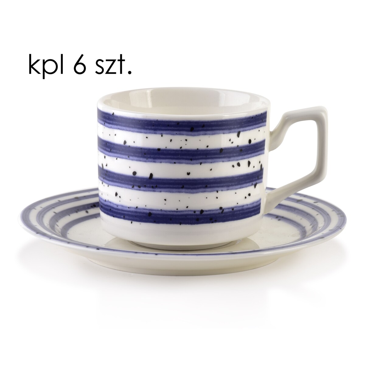 JOY Komplet 6 filiżanek ze spodkiemniebieskie