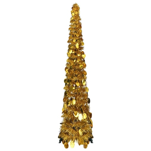 vidaXL Składana, sztuczna choinka, złota, 120 cm, PET