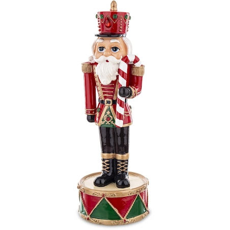 Dziadek do orzechów 30x10x10 cm na bębenku z pozytywką