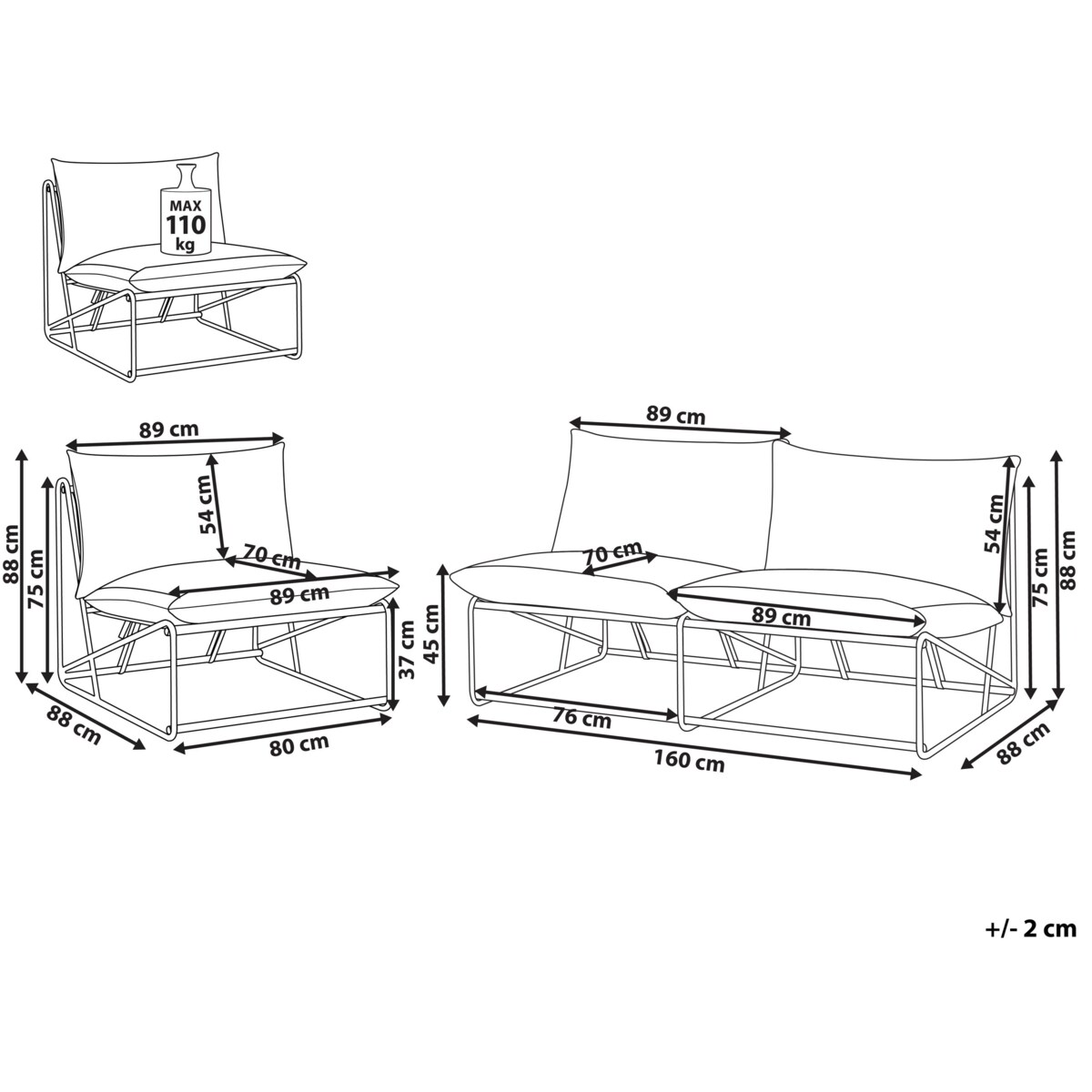 Zestaw ogrodowy dla 3 osób PICO Metal Zielony