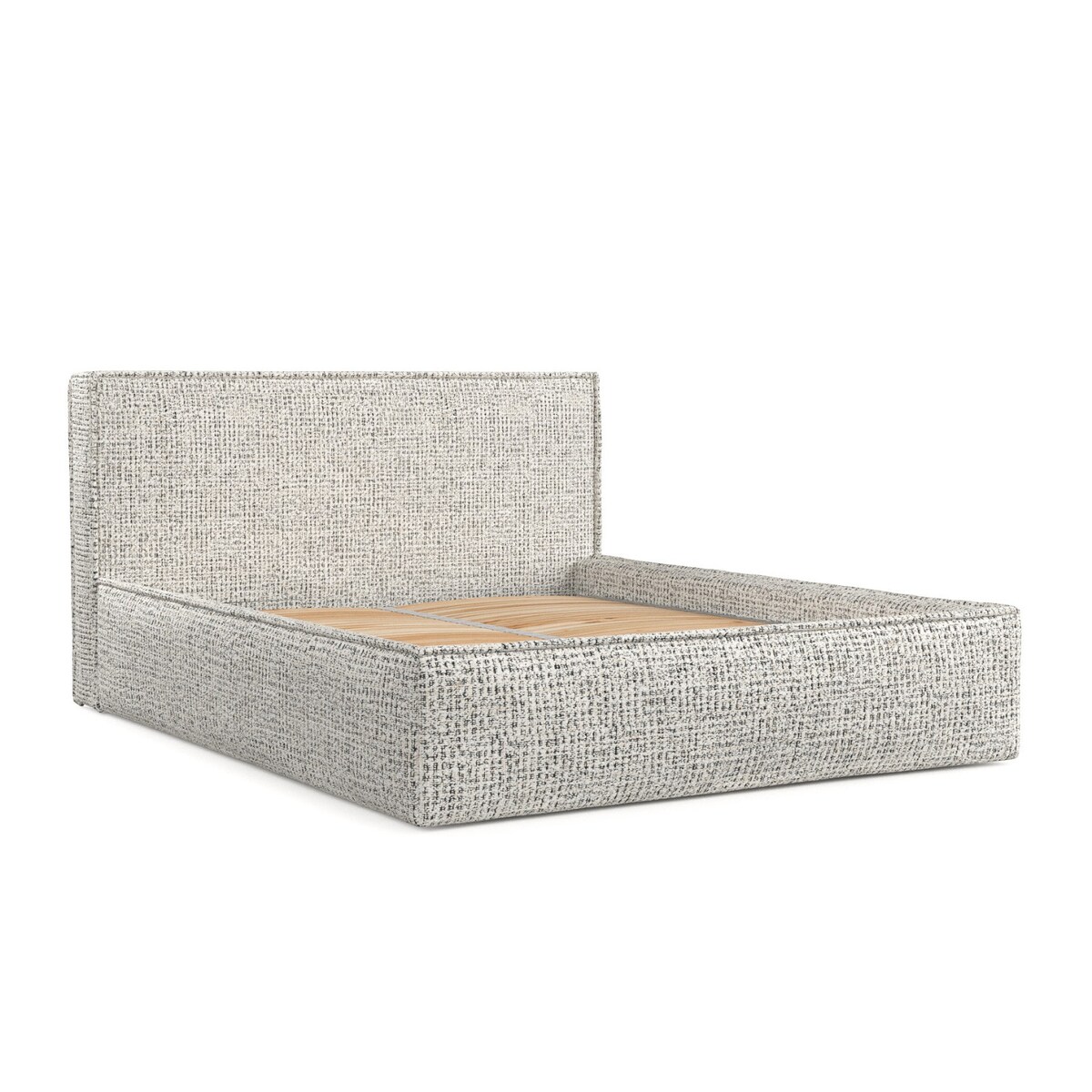 Łóżko kontynentalne SATO 180x200 z pojemnikiem, Kremowo-czarny melanż, tkanina Coco 80