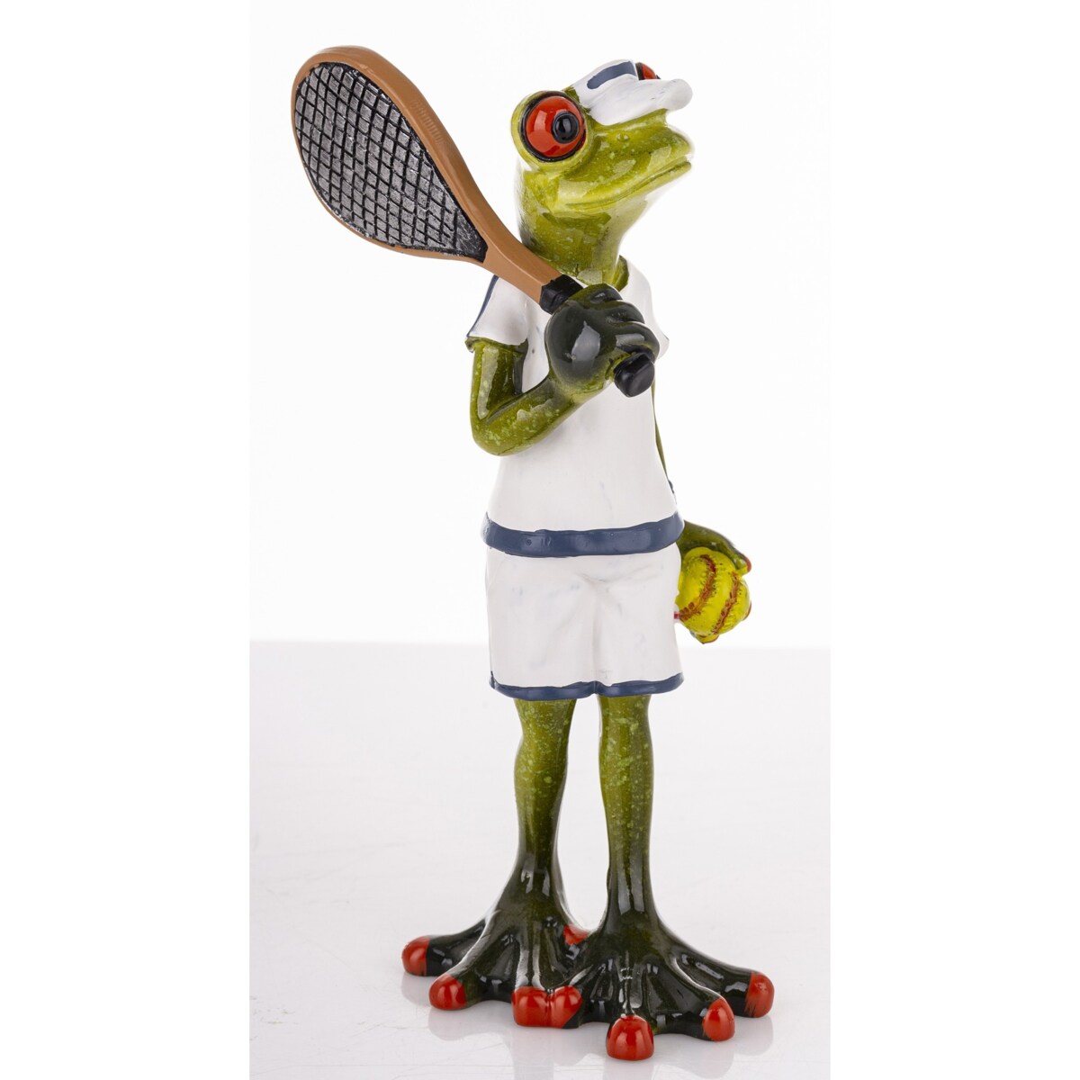 Figurka - żabka 17x7,5x8,5 cm FROGG-2 tenisistka w białym stroju