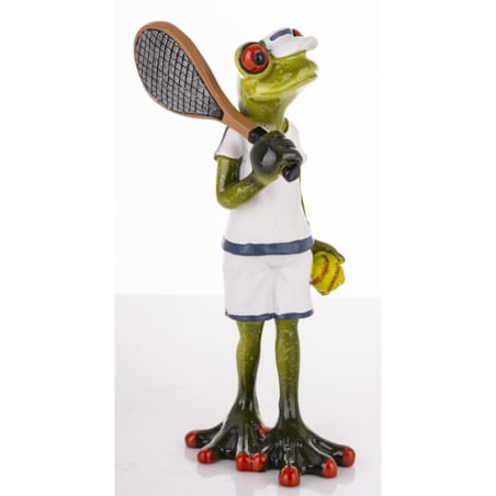 Figurka - żabka 17x7,5x8,5 cm FROGG-2 tenisistka w białym stroju