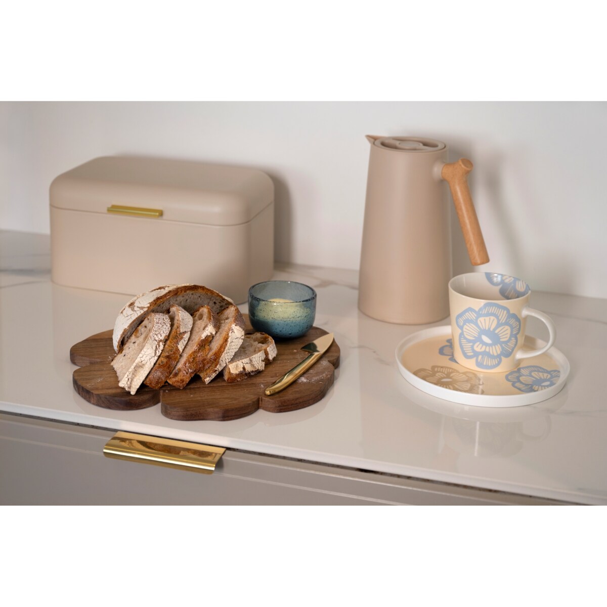 Metalowy chlebak METUL, 30 x 19 x 16 cm, beżowy