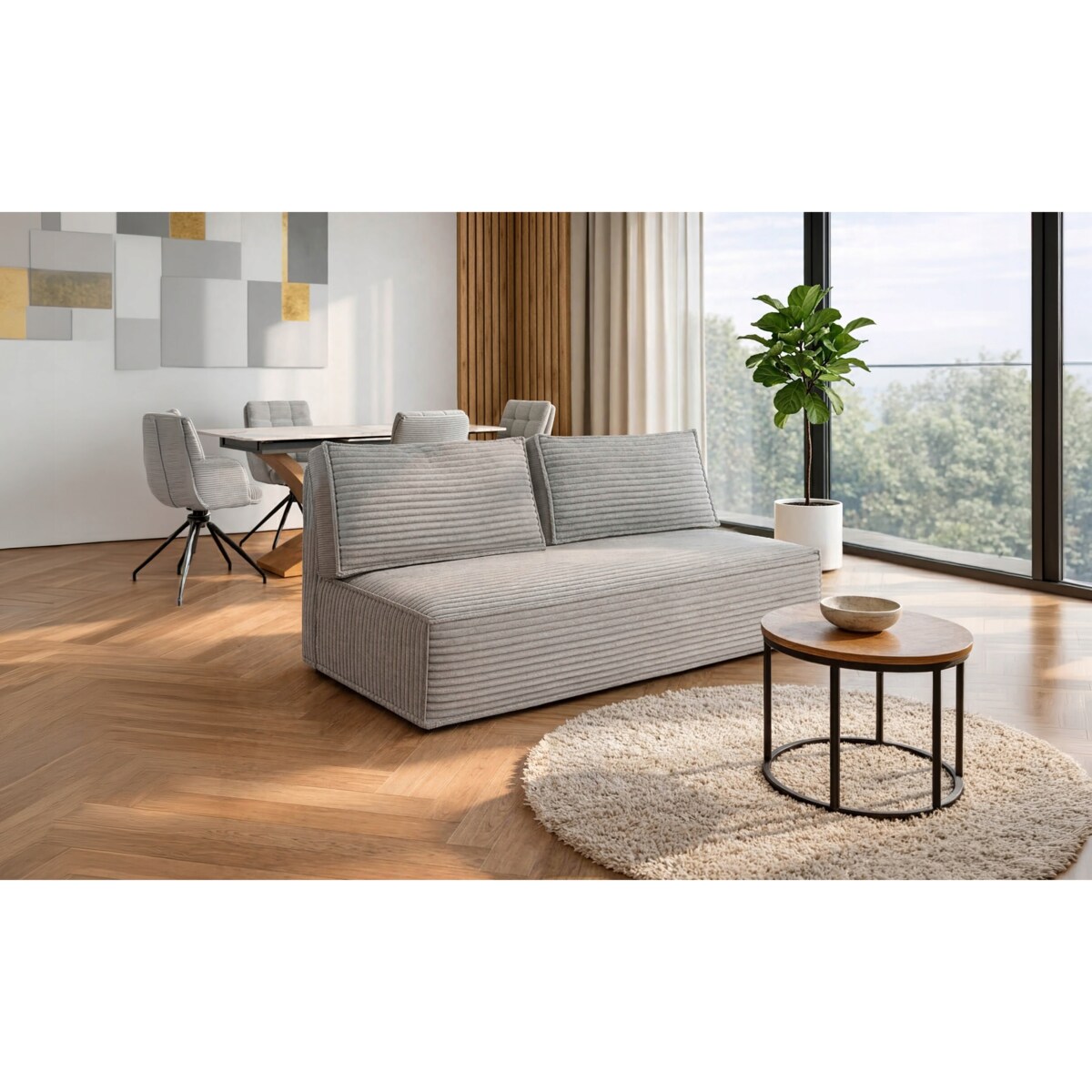 Kanapa Rozkładana z Funkcją Spania Sofa Dwuosobowa Do Salon Szara MAVIA