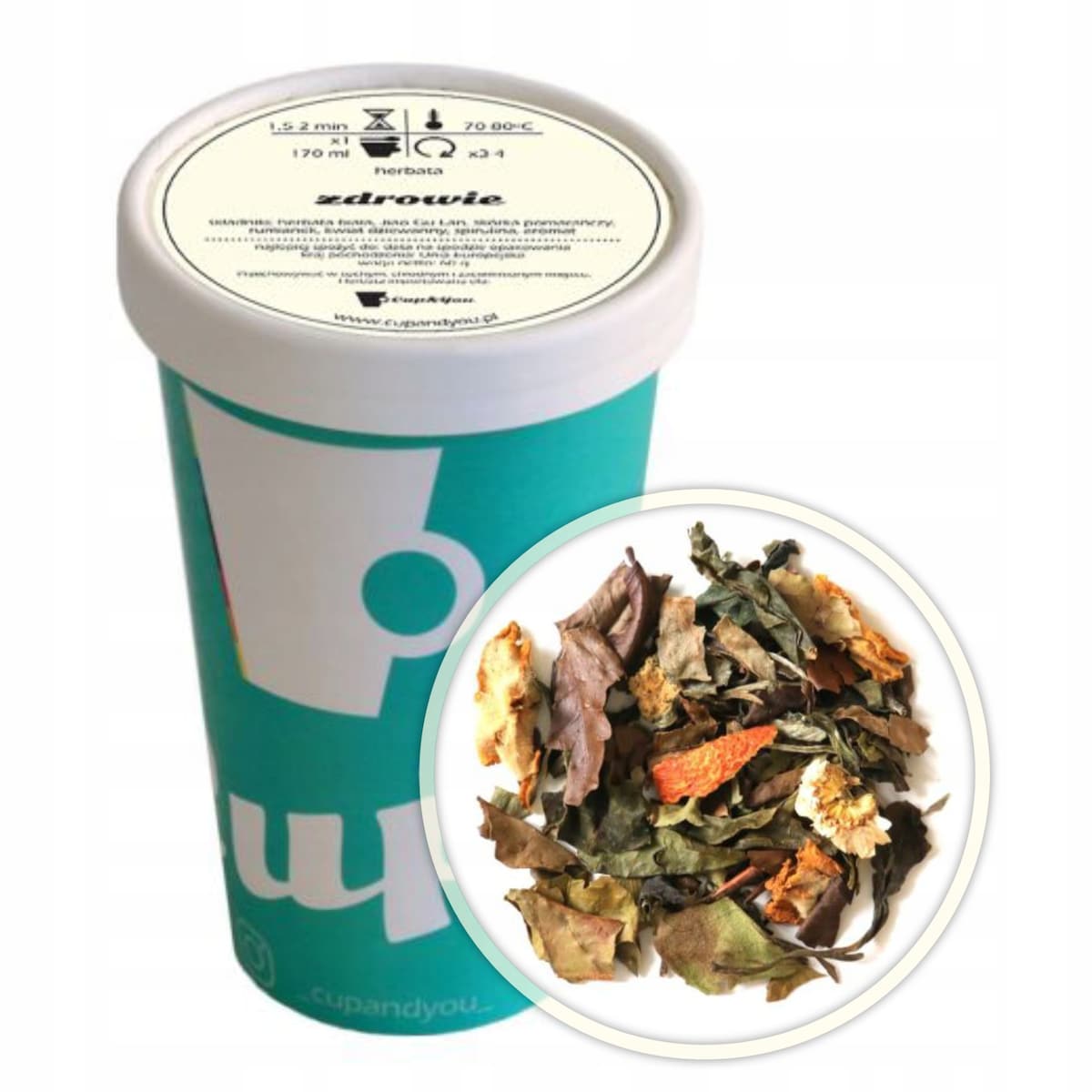 Najlepsza liściasta herbata biała sypana ZDROWIE EKO KUBEK ze spiruliną 60g