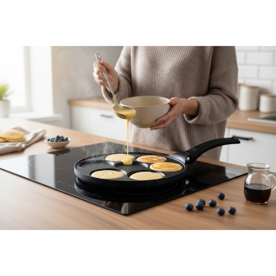 Patelnia do smażenia jajek pancake placuszków placków nieprzywierająca 26 cm 7 otworów ZILNER ZL-2415