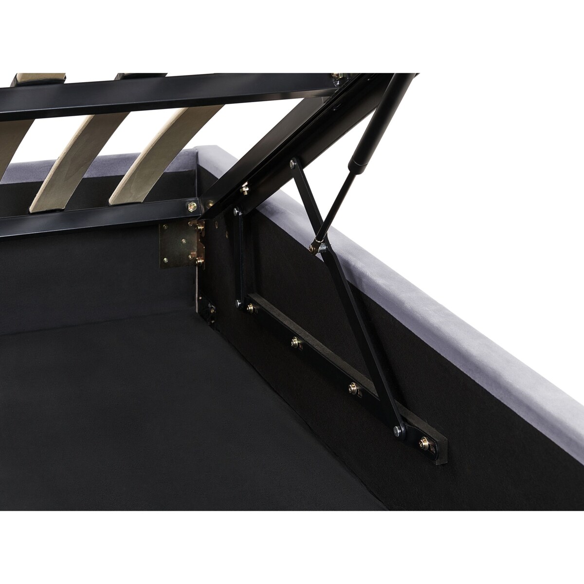 Łóżko z pojemnikiem welurowe 180 x 200 cm ciemnoszare ROUEN