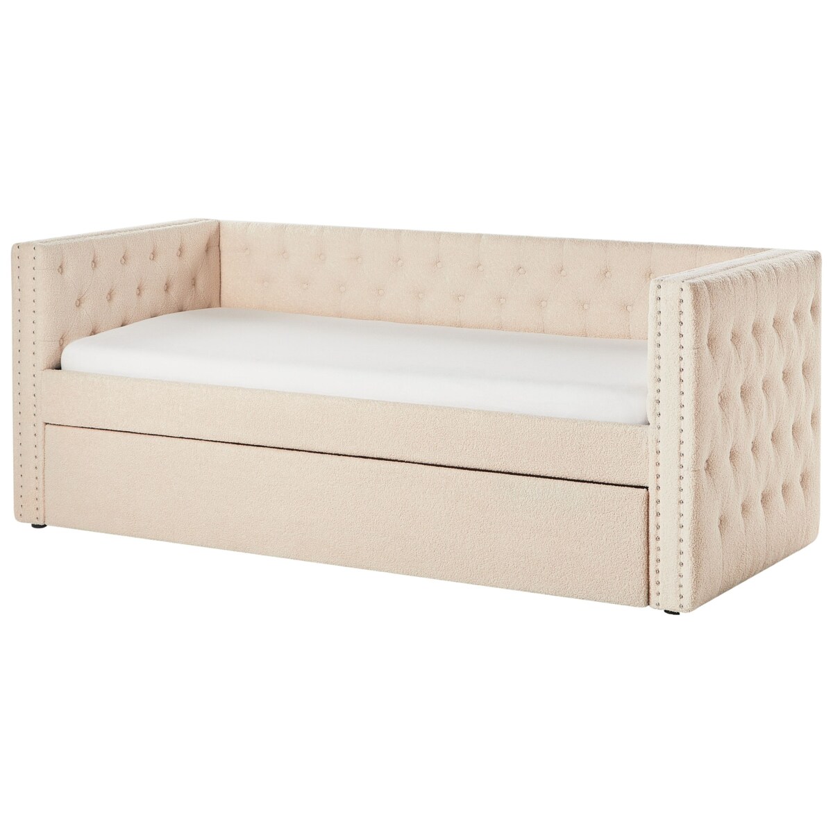 Łóżko wysuwane boucle 90 x 200 cm beżowe GASSIN