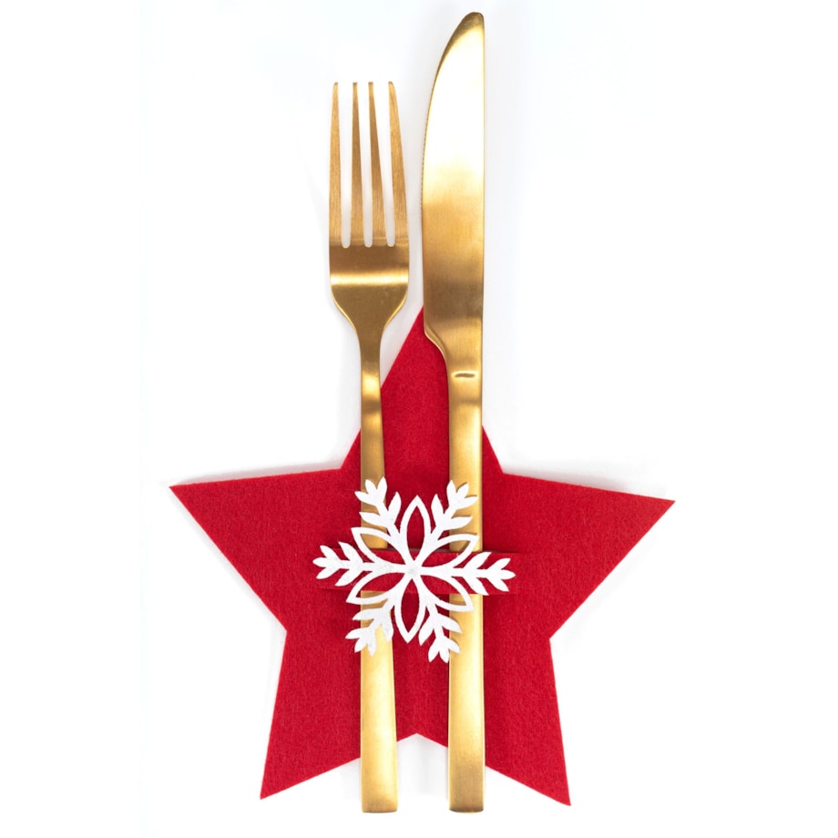 Pokrowiec na sztućce Świateczny 6 szt Gwiazda Czerwona