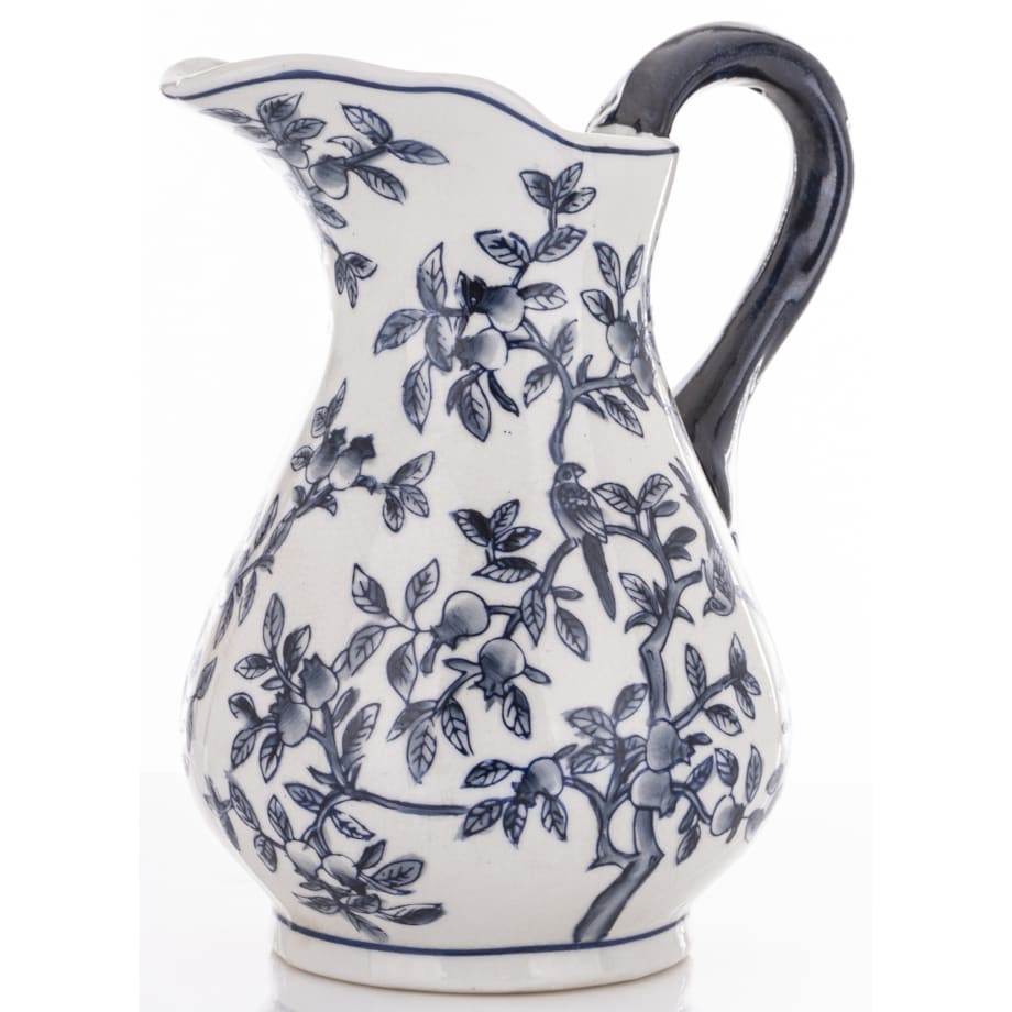 Dzbanek porcelanowy dekoracyjny 26x17x22 i 9x34x34 cm MODELLO BLU z misą