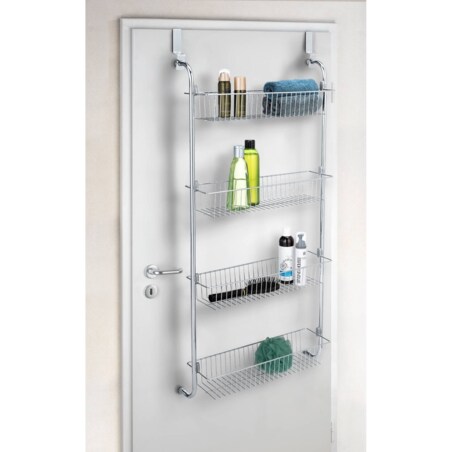 Półka z koszykami do montowania na drzwi, chromowana stal