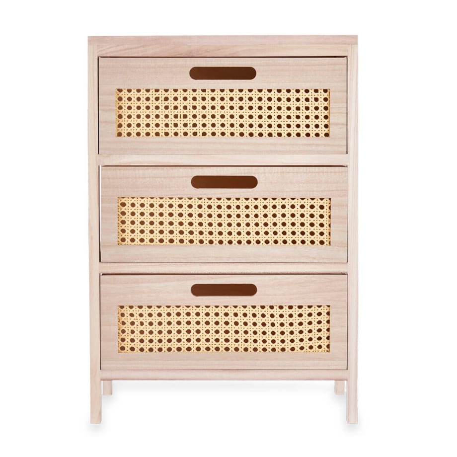 Wąska komoda z 3-szufladami, plecionka wiedeńska, 29 x 40 x 58 cm