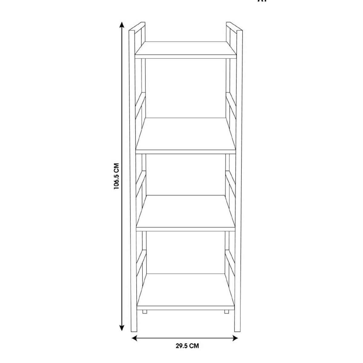 Metalowy regał do salonu z 4 półkami z MDF, 29,5 x 23,5 x 106,5 cm