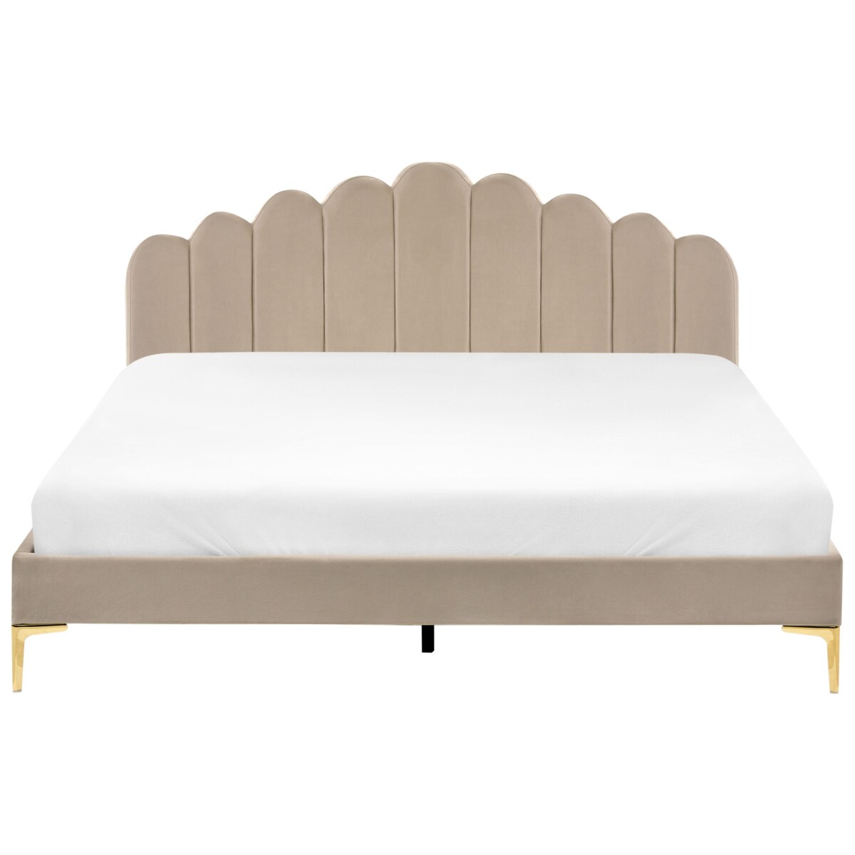 Łóżko Welur SAUVIAN 180 x 200 cm Beżowoszary