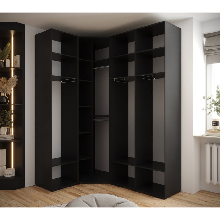 Garderoba wysoka do przedpokoju INOVA 2 Z3 czarny+złoty