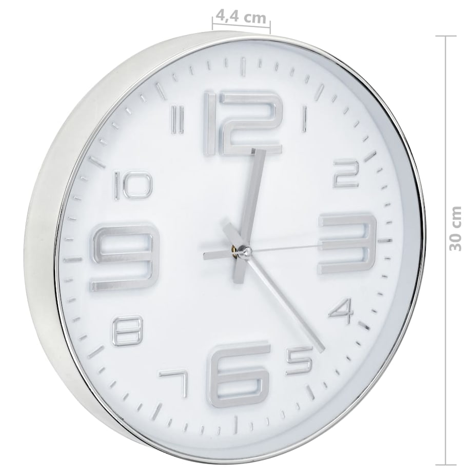 vidaXL Zegar ścienny, 30 cm, srebrny