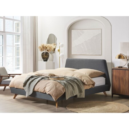 Łóżko tapicerowane 160 x 200 cm szare VIENNE