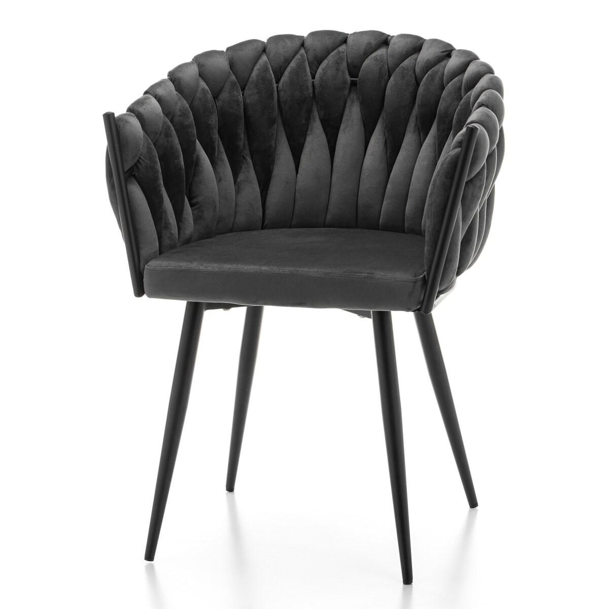 Krzesło tapicerowane plecione glamour salon welurowe LATINA szara