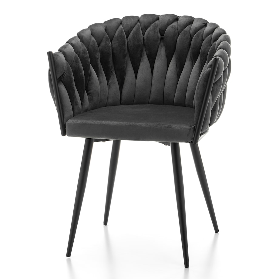 Krzesło tapicerowane plecione glamour salon welurowe LATINA szara