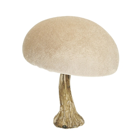 Dekoracja Velvet Mushroom 12 cm beige, 11x12 cm