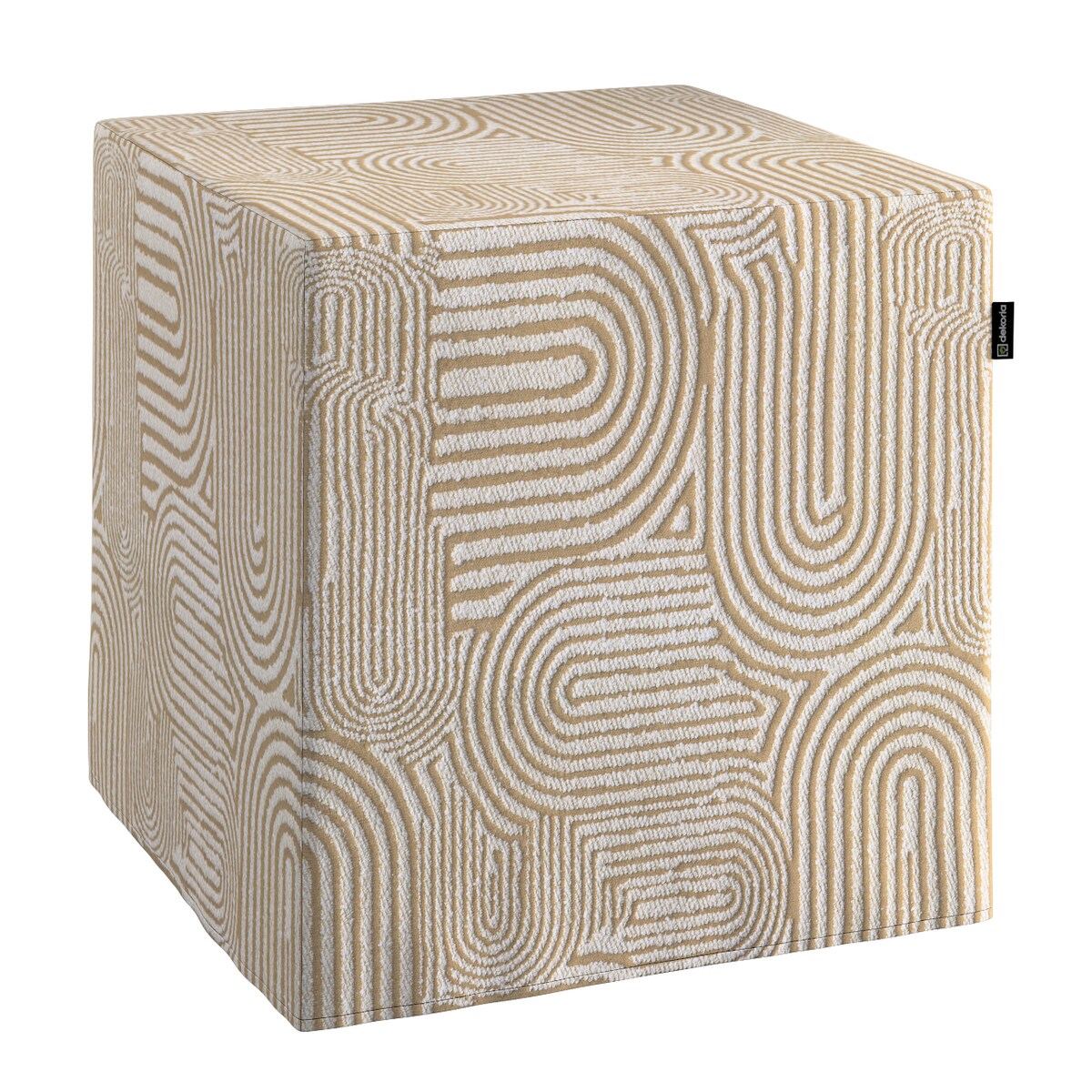 Pufa kostka, beżowe łuki na kremowym tle, 40 x 40 x 40 cm, Cosy Home