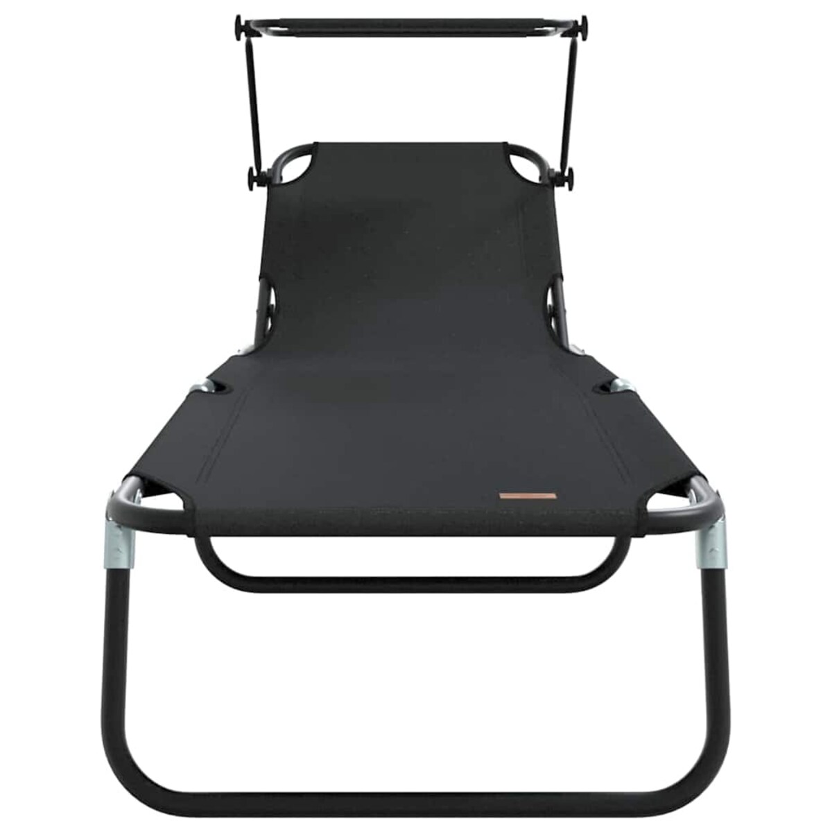 vidaXL Składany leżak z poduszką 2 pcs Czarny 56 x 190 x 81cm tkanina