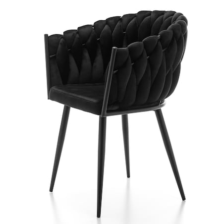 Krzesło tapicerowane plecione glamour salon welurowe LATINA czarna