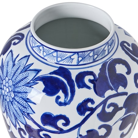 Wazon z pokrywką CUENCA Porcelana 36 cm Biały/ niebieski